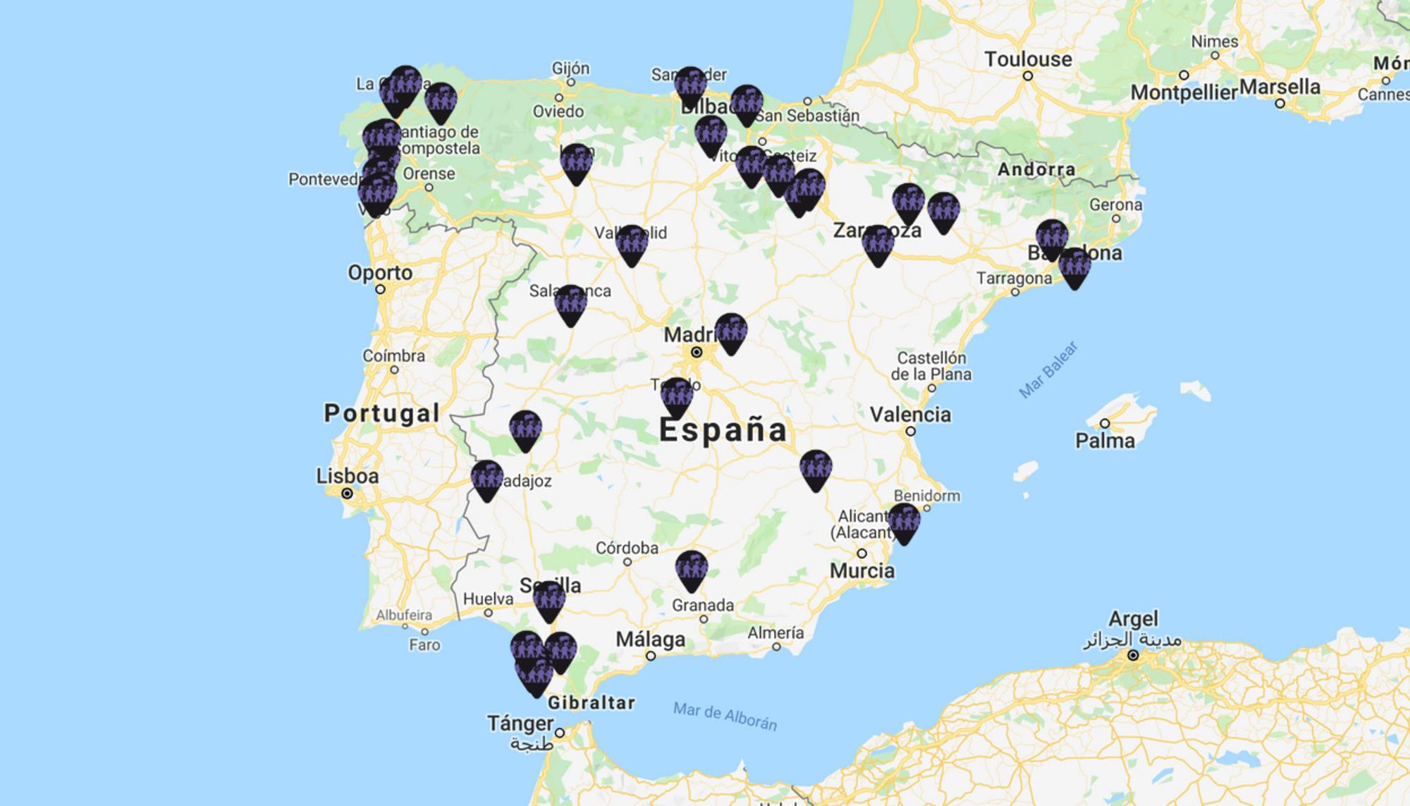 Mapa convocatorias en apoyo a la víctima de La Manada de Manresa