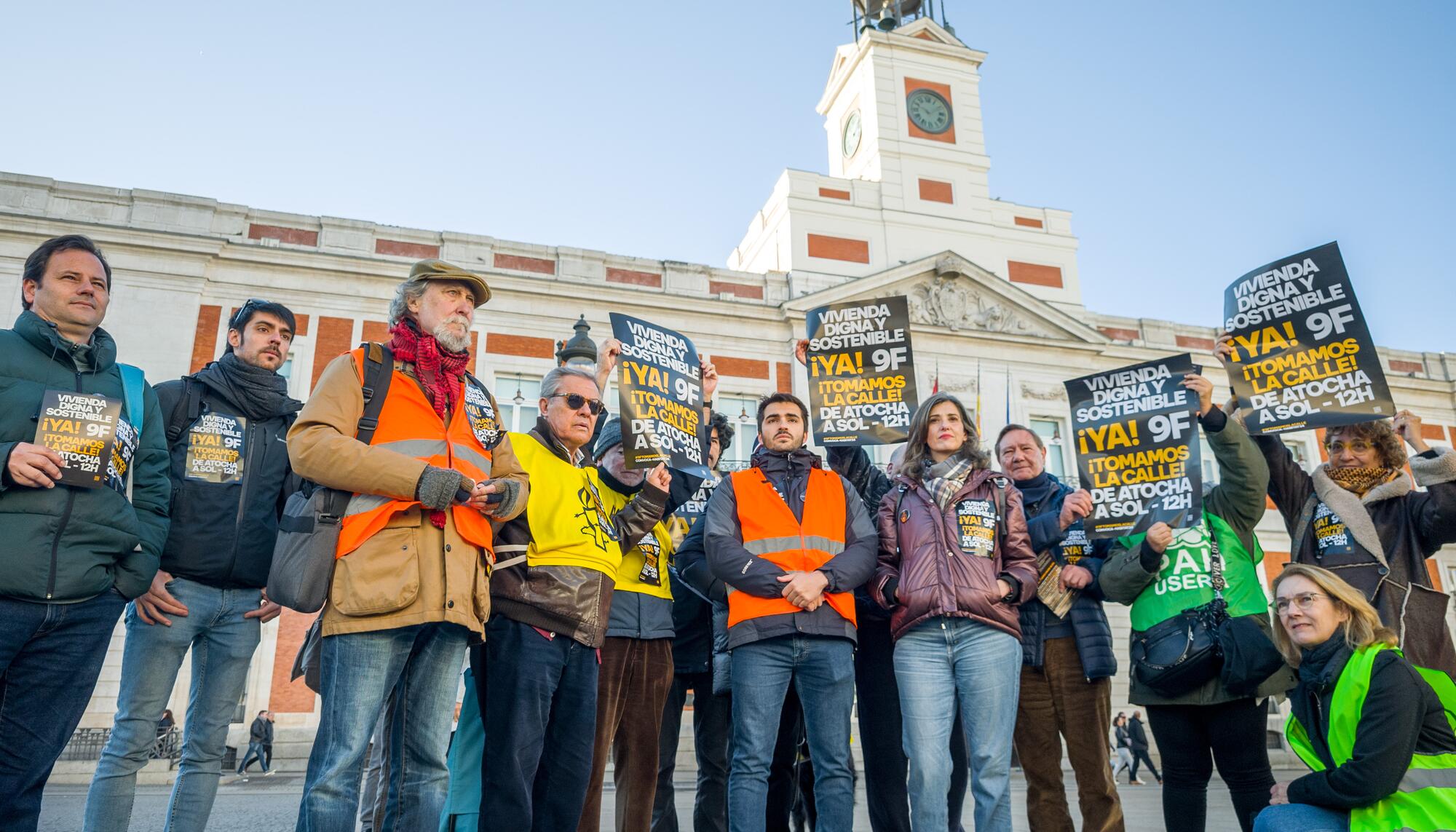 Las organizaciones de Hábitat 24 convocan la manifestación por la vivienda digna del 9 de febrero ante la sede del Gobierno de la Comunidad de Madrid, el 6 de febrero de 2025. Foto: Habitat 2024