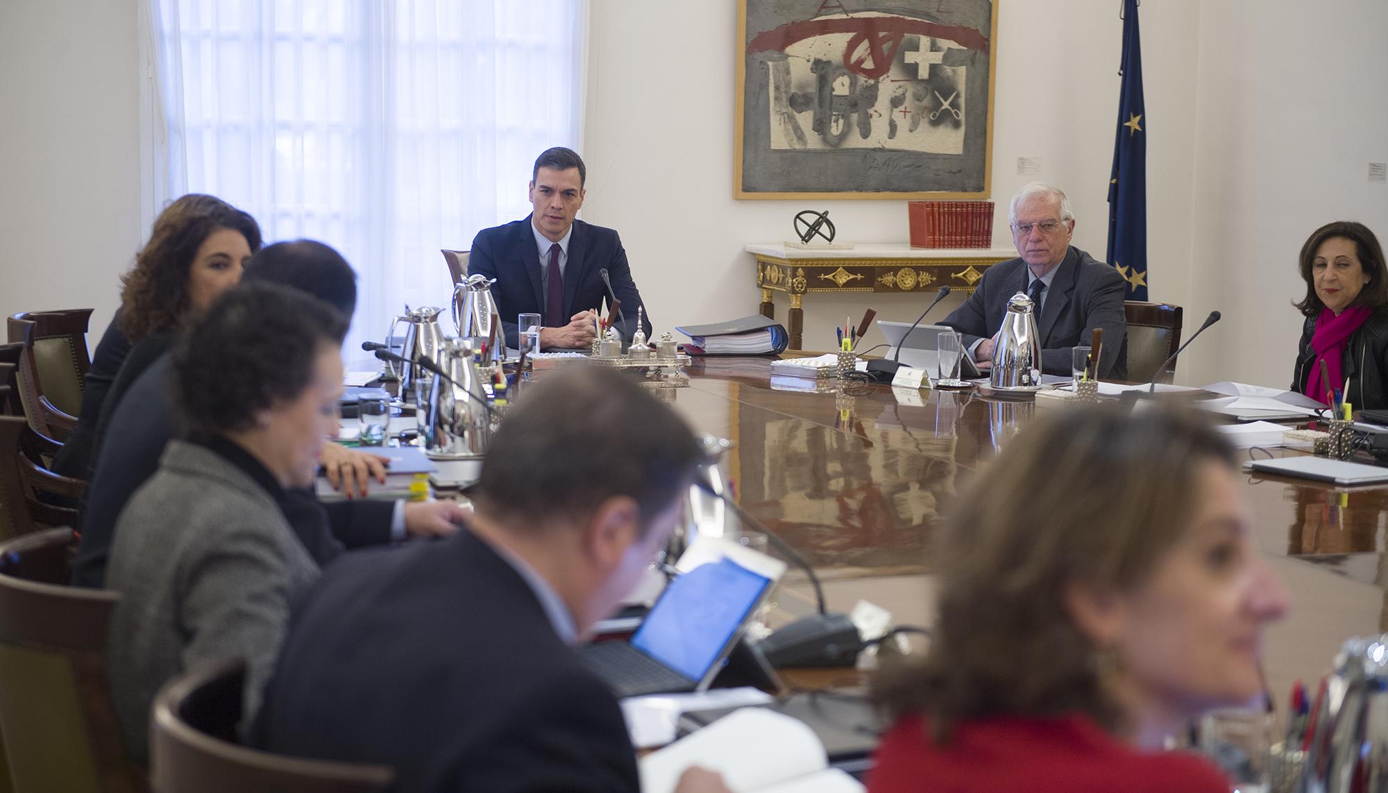 Reunión extraordinaria del Consejo de Ministros en la que Pedro Sánchez ha comunicado que el 28 de abril habrá elecciones generales