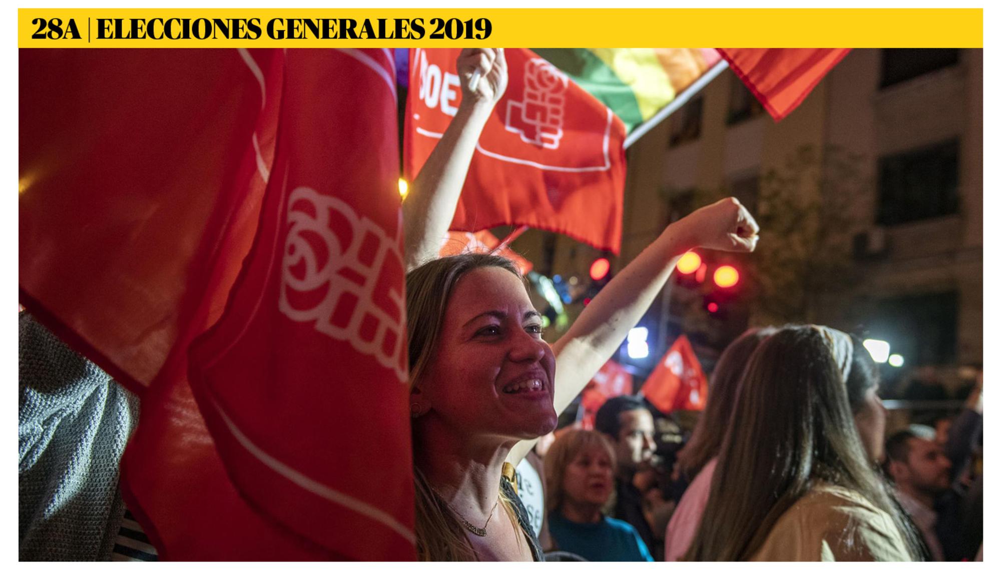 Elecciones generales abril celebración PSOE Cintillo