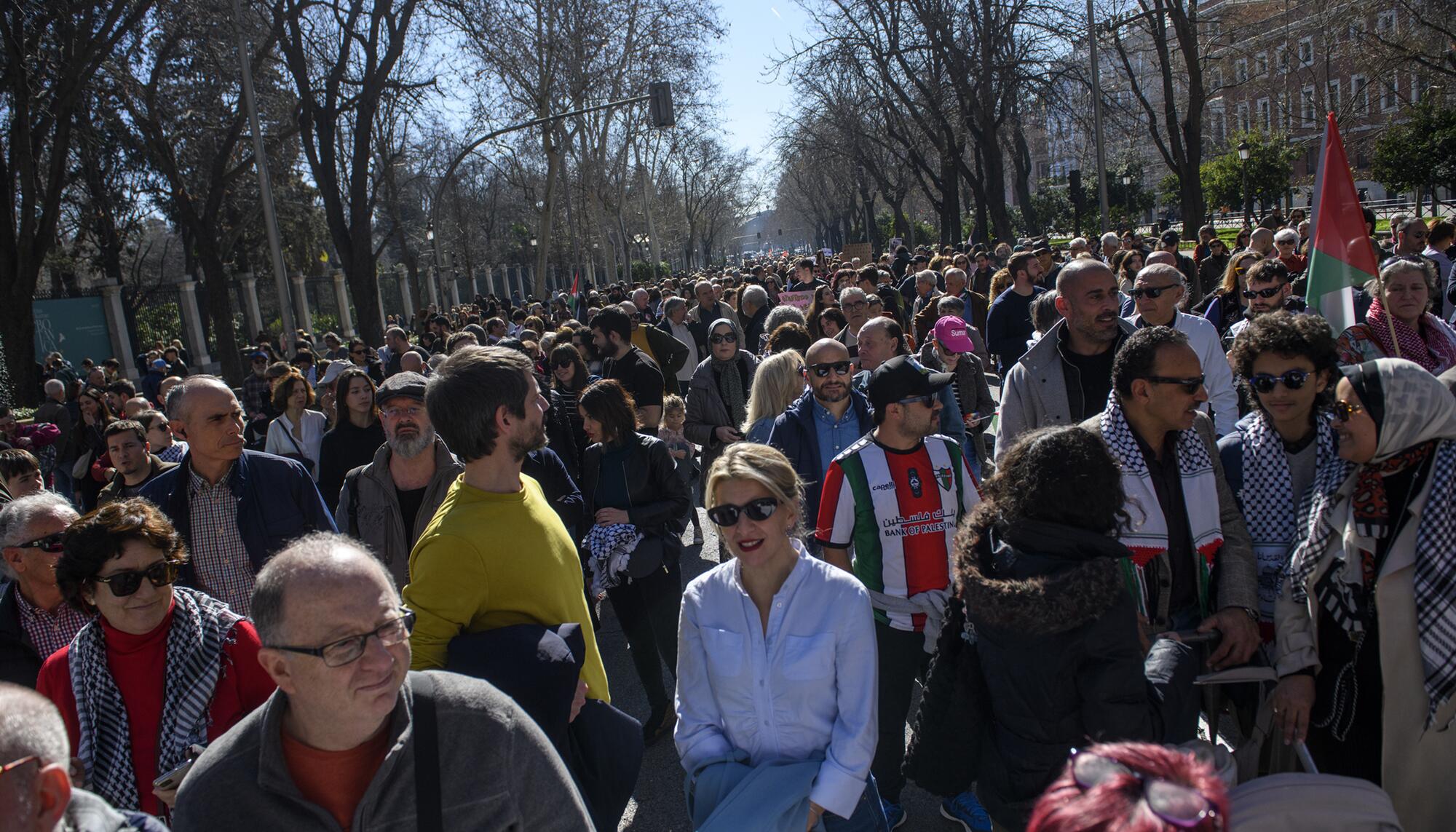 Manifestación del 17 de febrero "Libertad para Palestina" convocada por Sumar, IU, Más País, PCE y los grandes sindicatos. El PSOE apoyó la manifestación como "participante". - 6