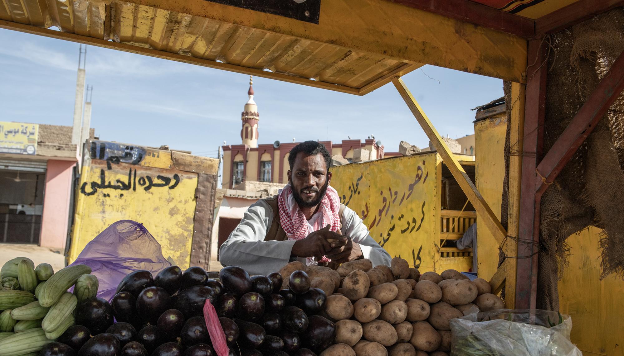 Sudán puesto verduras