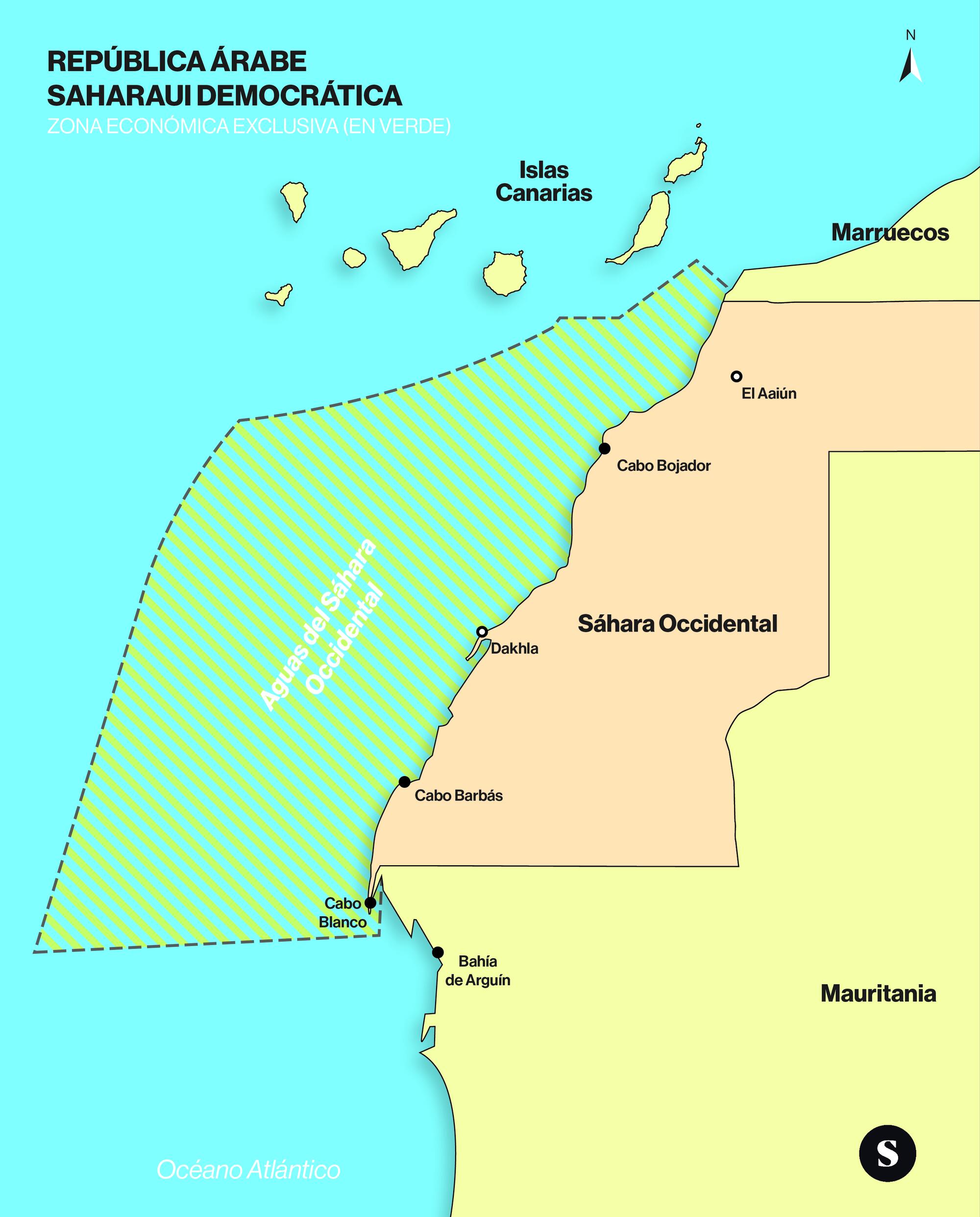 Mapa Zona pesca Sahara Occidental