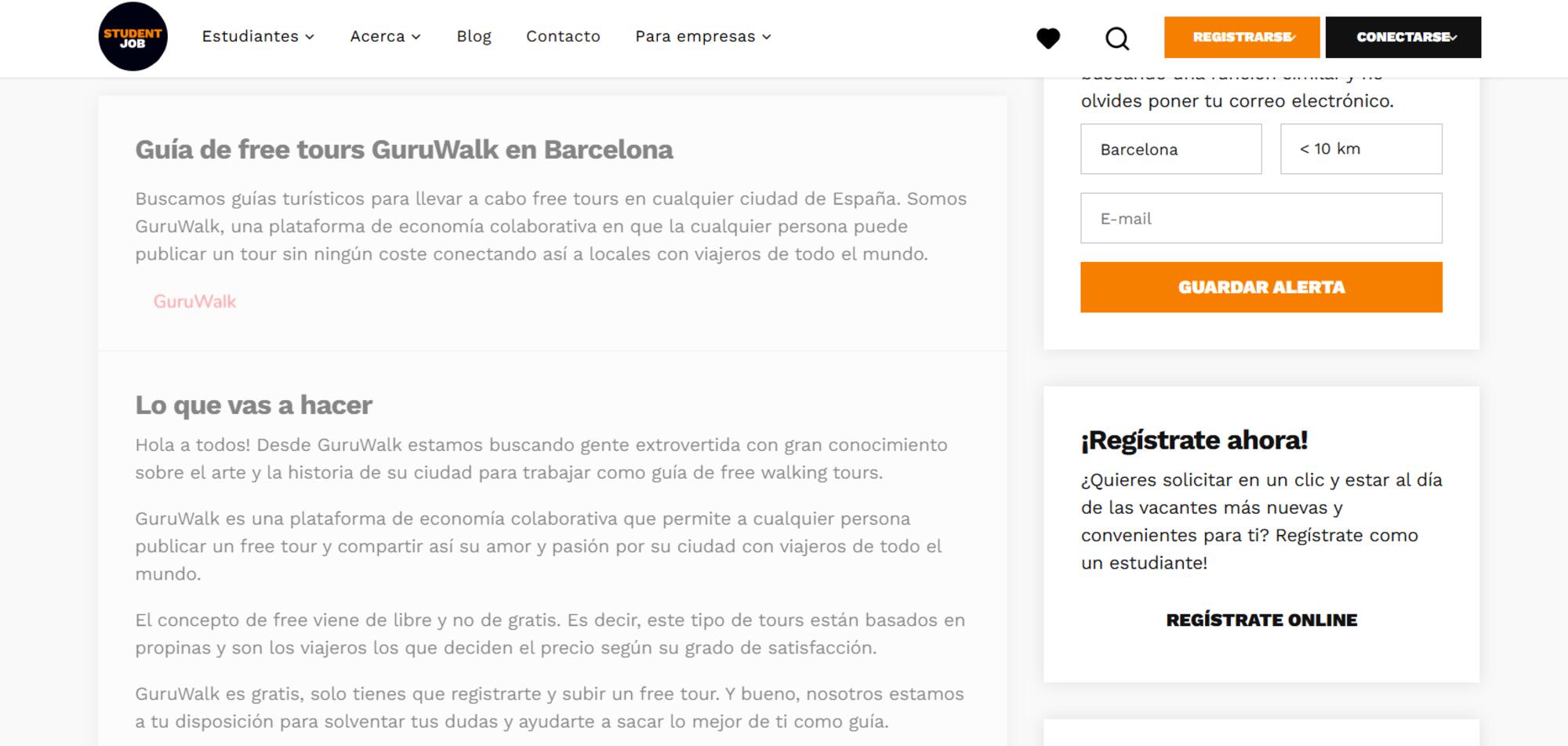 Oferta de trabajo Guruwalk 