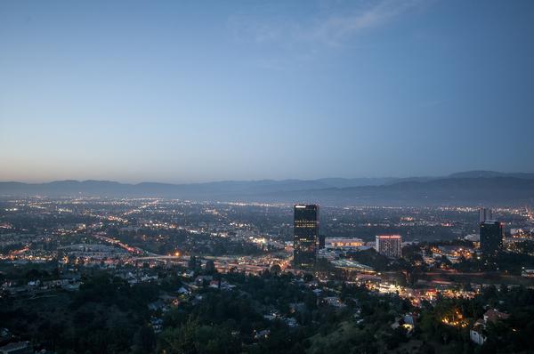 Sunset over Los Angeles from Mulholland Drive